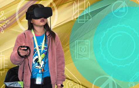 Picture of girl wearing VR headset