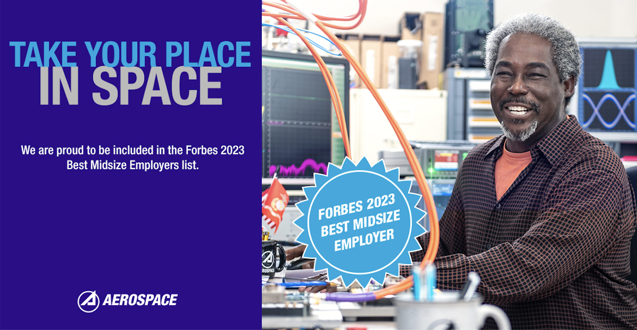 Aerospace is named one of America's top midsize employers by Forbes.