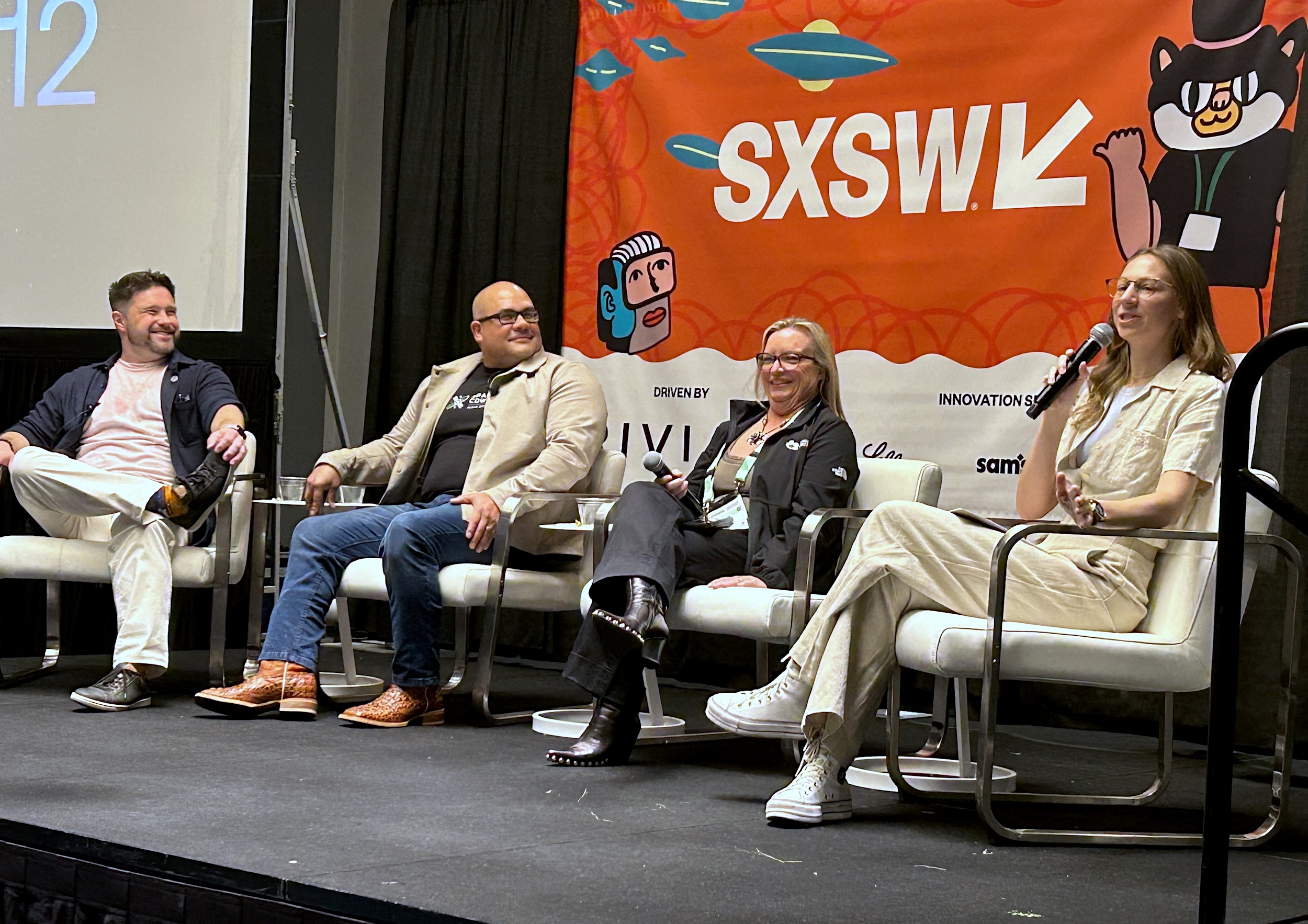 Parker Wishik on a panel at SXSW