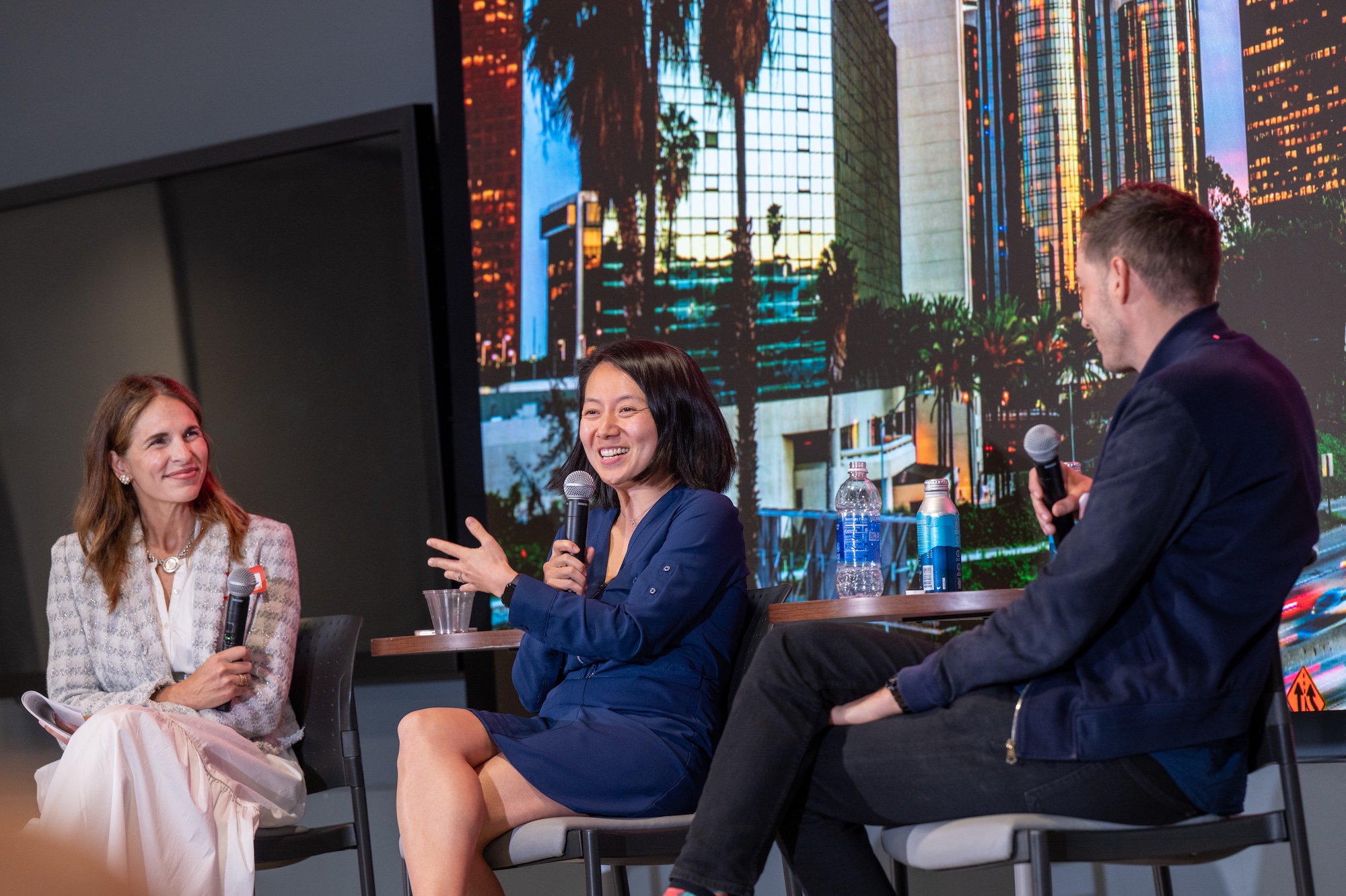 Connie Loizos, Chang Xu, and Carter Reum at StrictlyVC