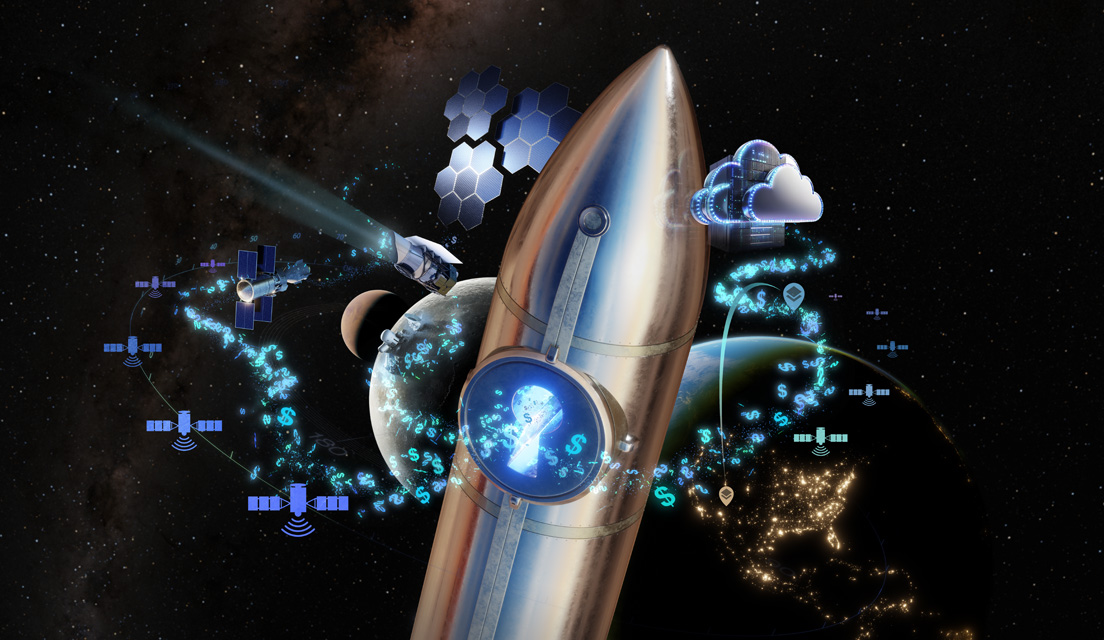 Illustration of a launch vehicle in space