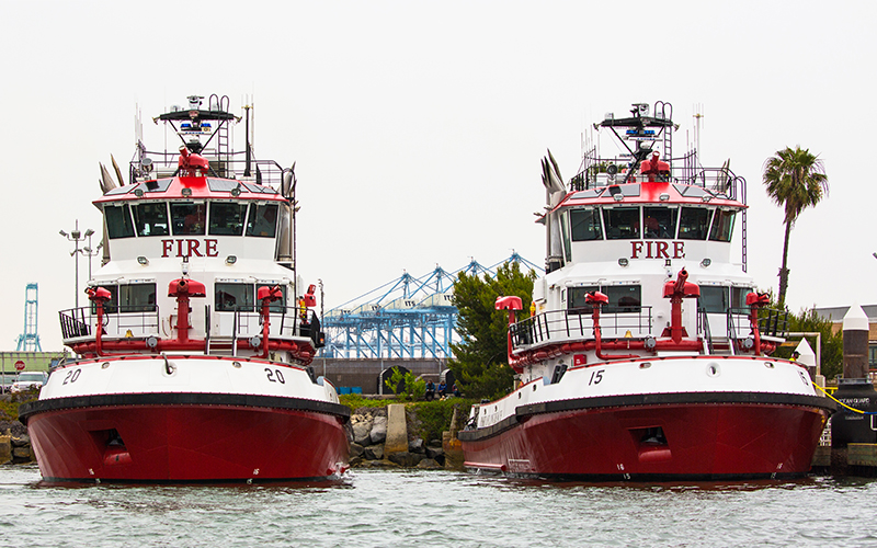 Two Long Beach Harbor Fireboats side by side