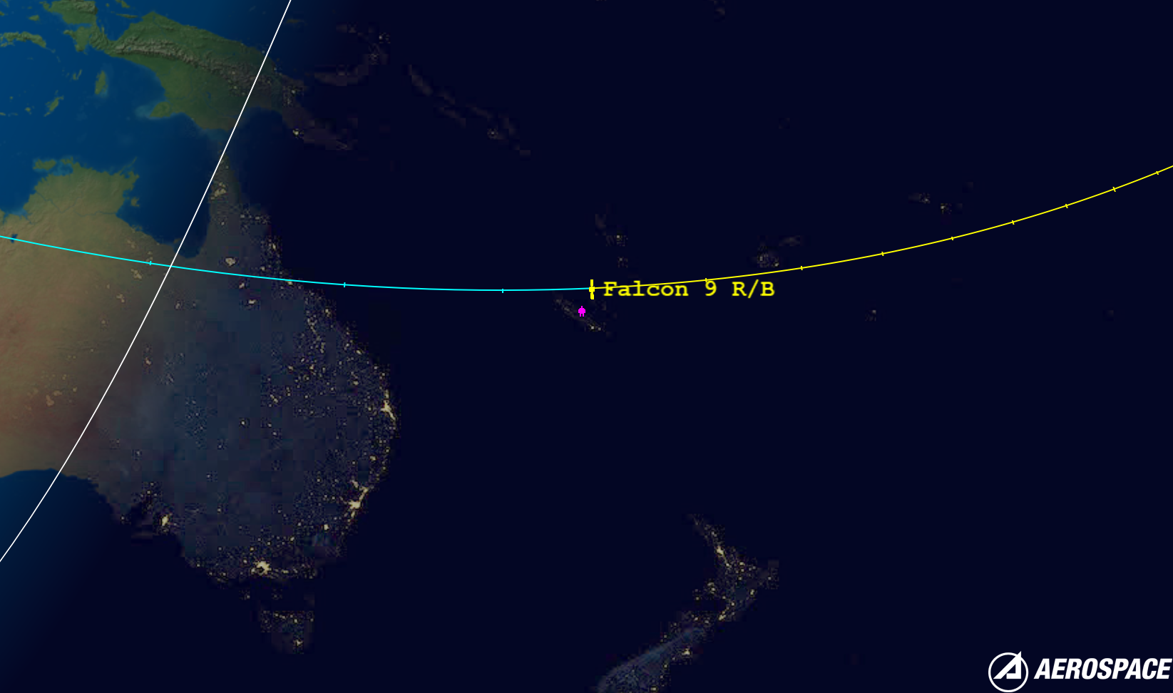 Falcon 9 R/B Reentry Sighting in New Caledonia