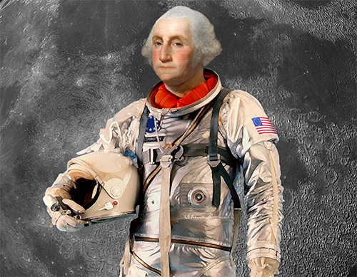 Artist rendering of President George Washington in a space suit