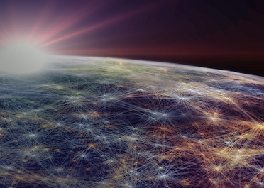visualization of light as networks across Earth