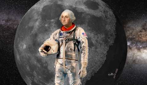 George Washington in Mercury-era space suit
