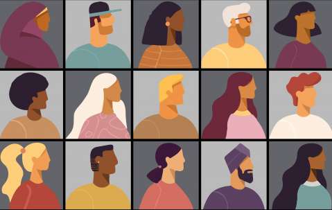 Mosaic of diverse people
