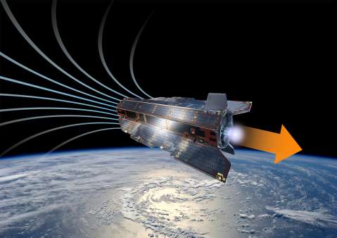 Air-scooping satellite illustration