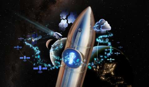 Illustration of a launch vehicle in space