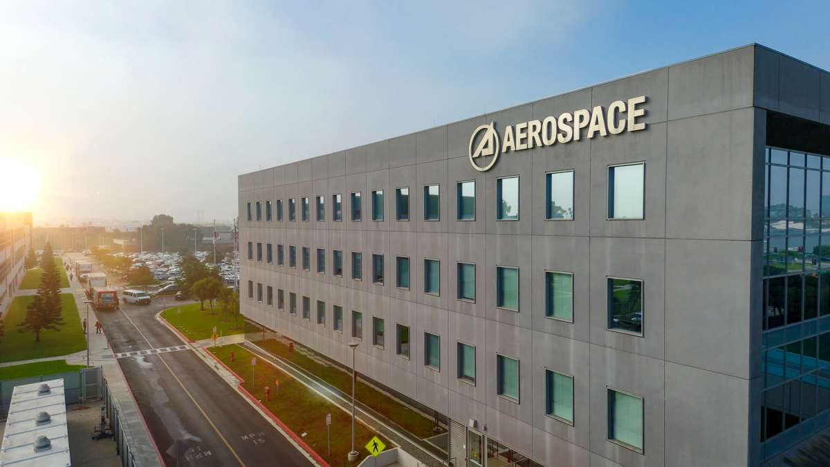 Aerial drone footage of The Aerospace Corporation’s headquarters in El Segundo, California. 
