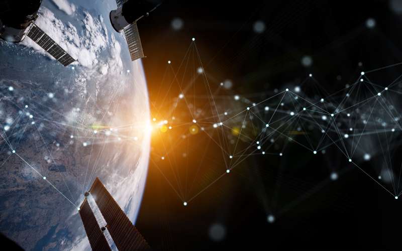 Satellites sending and exchanging data