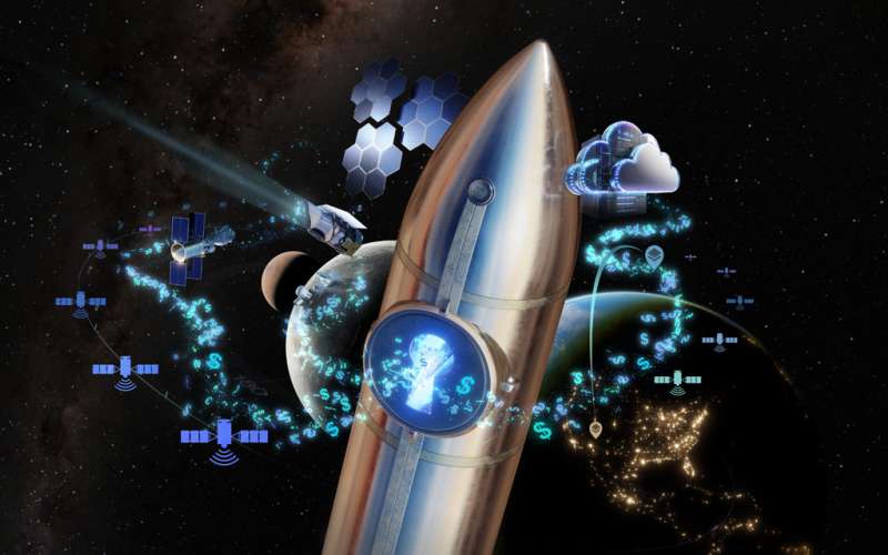 Illustration of a launch vehicle in space