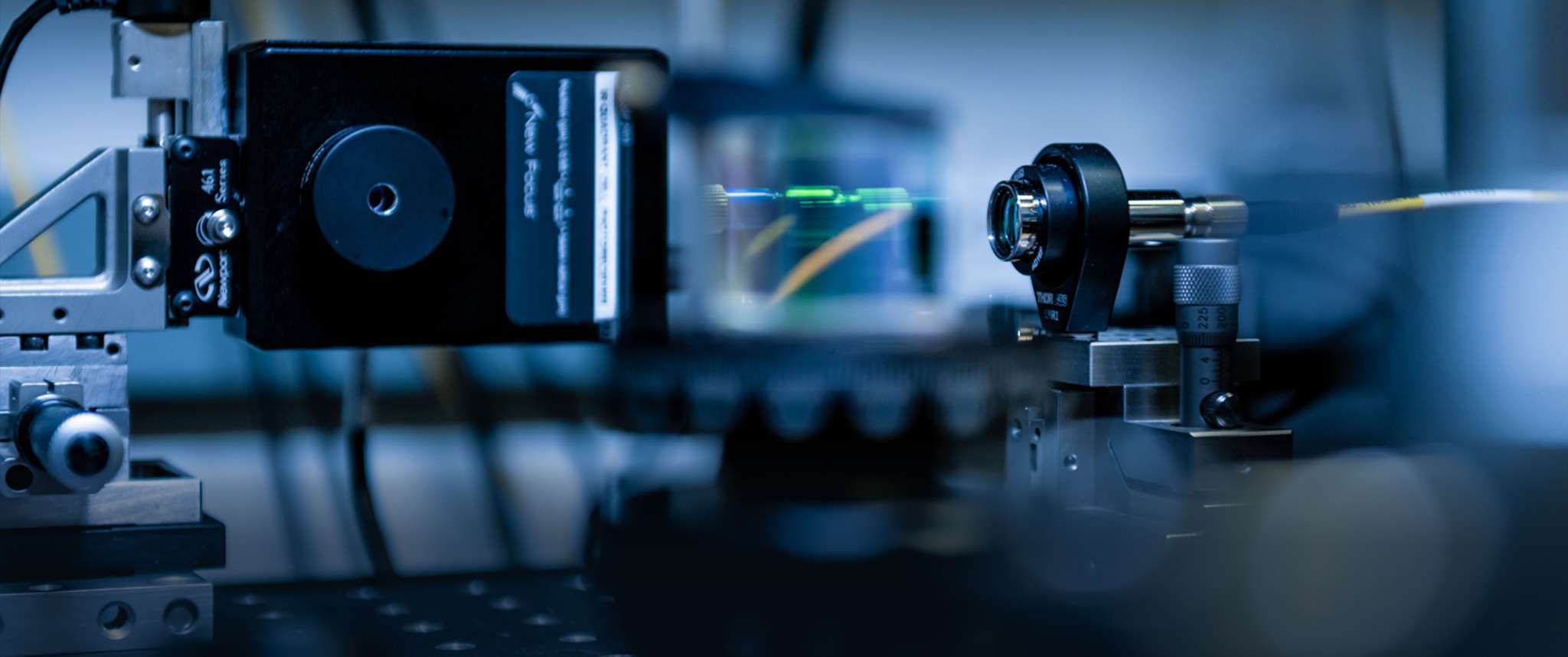 Aerospace's Optical Communication Laboratory works on validating next-generation laser transmitters and detectors. Optical communication is smaller, lighter, uses less power, and provides increased security and much higher data rates.