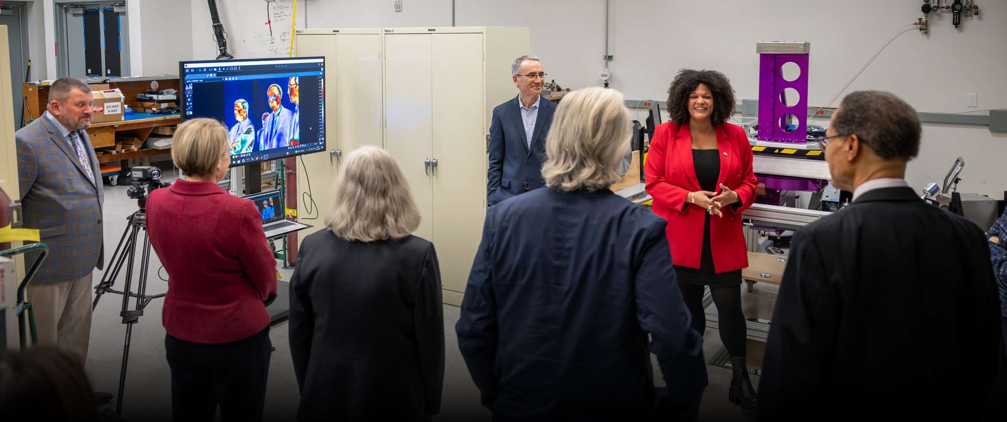Members of Aerospace's Board of Trustees toured some of the many state-of-the-art lab spaces at Aerospace's El Segundo campus. Aerospace is home to more than 80 specialized laboratories to test, analyze, and troubleshoot virtually every aspect of rocket and satellite systems.