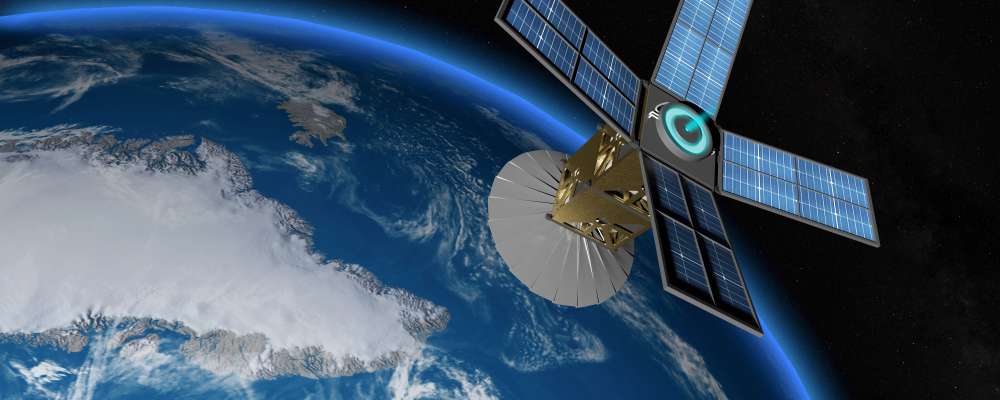 Satellite in orbit over Earth