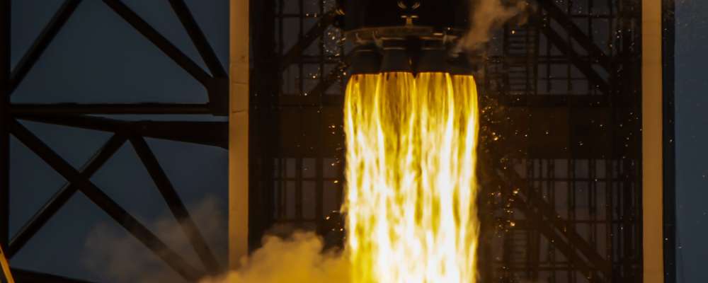 Close up of SpaceX rocket Falcon 9 launch