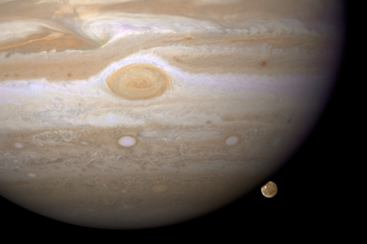 Jupiter and Ganymede image from Hubble
