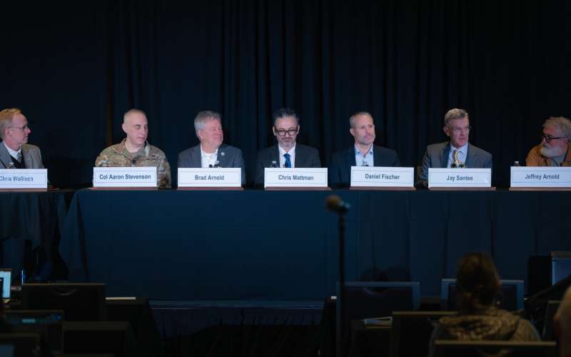 The Ground System Disruption panel featured Aerospace's Chris Wallisch, Space System Command's Col Aaron Stevenson, NASA JPL's Brad Arnold, UCLA's Chris Mattmann, European Space Agency's Daniel Fischer, Aerospace's Jay Santee, and ERT's Jeffrey Arnold.