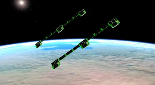 depiction of thinsats in orbit