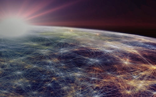 visualization of light as networks across Earth
