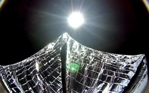 An image captured during the Light Sail 1 mission by an Aerospace camera.