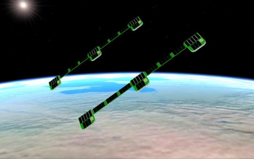 depiction of thinsats in orbit