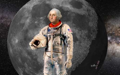 George Washington in Mercury-era space suit