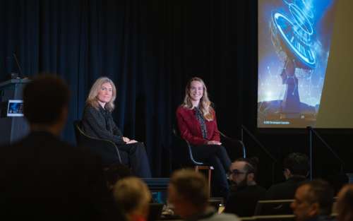 Aerospace’s Lori Gordon (left) and Bridgit Mendler, CEO of Northwood discussed how new commercial architectures are transforming satellite communications and ground networks, enabling more scalable and responsive space services.