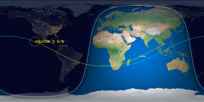 Falcon 9 Rocket Body (ID 43230) Reentry Prediction Image