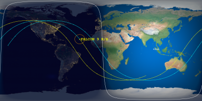 Falcon 9 Rocket Body (ID 47782) Reentry Prediction Image