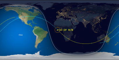 CZ-2F Rocket Body (ID 49327) Reentry Prediction Image