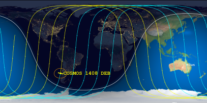 COSMOS 1408 DEB (ID 50556) Reentry Prediction Image