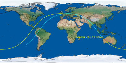 DRAGON CRS-26 DEB (ID 55241) Reentry Prediction Image