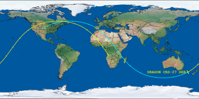 DRAGON CRS-27 DEB (ID 56234) Reentry Prediction Image