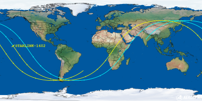 STARLINK-1602 (ID 46121) Reentry Prediction Image