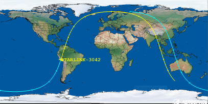 STARLINK-3042 (ID 49142) Reentry Prediction Image