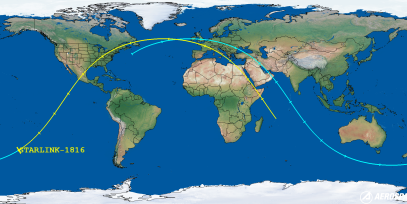 STARLINK-1816 (ID 46714) Reentry Prediction Image