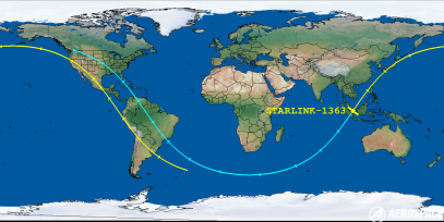 STARLINK-1363 (ID 45568) Reentry Prediction Image