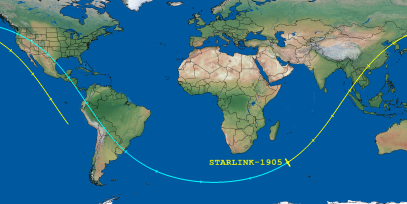 STARLINK-1905 (ID 46746) Reentry Prediction Image
